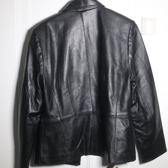 Croft and Barrow Black Lambskin Leather Jacket Bomber Coat Vintage Size M - Picture 4 of 4